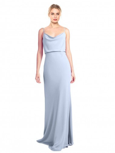 Bleu ciel clair Fourreau Col Haut Crêpe Stretch Longue Formelles Robes demoiselle d'honneur / Robes de soirée / Robes de bal Pas Cher