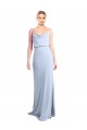 Bleu ciel clair Fourreau Col Haut Crêpe Stretch Longue Formelles Robes demoiselle d'honneur / Robes de soirée / Robes de bal Pas Cher