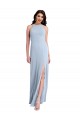 Bleu ciel clair Fourreau Licou Col Haut Crêpe Stretch Longue Formelles Robes demoiselle d'honneur / Robes de soirée / Robes de bal Pas Cher