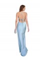 Bleu ciel clair Fourreau Satiné Soyeux Longue Formelles Robes demoiselle d'honneur / Robes de soirée / Robes de bal Pas Cher