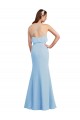 Bleu ciel clair Sirène Bretelles spaghetti Col V Mousseline Longue Robes demoiselle d'honneur Pas Cher