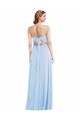 Bleu ciel clair Trapèze Bretelles spaghetti Col V Mousseline Longue Formelles Robes demoiselle d'honneur / Robes de soirée Pas Cher