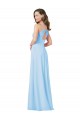 Bleu ciel clair Trapèze Bretelles spaghetti Col V Mousseline Longue Robes demoiselle d'honneur Pas Cher