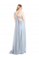 Bleu ciel clair Trapèze Bretelles spaghetti Tulle Longue Robes demoiselle d'honneur Pas Cher