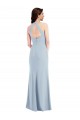 Bleu ciel clair Trapèze Licou Col V Crêpe Stretch Longue Formelles Robes demoiselle d'honneur / Robes de soirée / Robes de bal Pas Cher