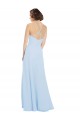 Bleu ciel clair Trapèze Licou Mousseline Longue Robes demoiselle d'honneur Pas Cher