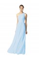 Bleu ciel clair Trapèze Mousseline Longue Robes demoiselle d'honneur Pas Cher