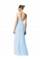 Bleu ciel clair Trapèze Mousseline Longue Robes demoiselle d'honneur Pas Cher