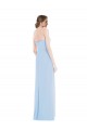 Bleu ciel clair Trapèze Mousseline Longue Robes demoiselle d'honneur Pas Cher