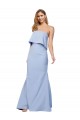 Bleu ciel clair Trapèze Sans bretelle Crêpe Stretch Longue Formelles Robes demoiselle d'honneur / Robes de soirée / Robes de bal Pas Cher