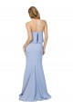 Bleu ciel clair Trapèze Sans bretelle Crêpe Stretch Longue Formelles Robes demoiselle d'honneur / Robes de soirée / Robes de bal Pas Cher