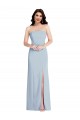 Bleu ciel clair Trapèze Sans bretelle Crêpe Stretch Longue Formelles Robes demoiselle d'honneur / Robes de soirée / Robes de bal Pas Cher
