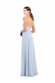 Bleu ciel clair Trapèze Sans bretelle Mousseline Longue Robes demoiselle d'honneur Pas Cher