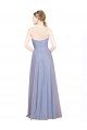 Bleu ciel clair Trapèze Sans bretelle Tulle Longue Robes demoiselle d'honneur Pas Cher