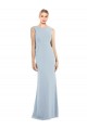 Bleu ciel clair Trompette Bateau Crêpe Stretch Longue Robes demoiselle d'honneur / Robes de bal Pas Cher