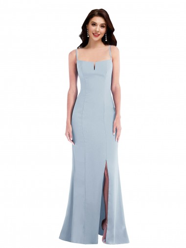 Bleu ciel clair Trompette Bretelles spaghetti Crêpe Stretch Longue Formelles Robes demoiselle d'honneur / Robes de soirée / Robes de bal Pas Cher