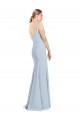 Bleu ciel clair Trompette Col V Crêpe Stretch Longue Robes demoiselle d'honneur / Robes de bal Pas Cher