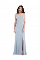 Bleu ciel clair Trompette Col V Crêpe Stretch Longue Robes demoiselle d'honneur / Robes de bal Pas Cher