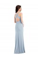 Bleu ciel clair Trompette Col V Crêpe Stretch Longue Robes demoiselle d'honneur / Robes de bal Pas Cher