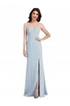 Bleu ciel clair Trompette Col V Sans bretelle Crêpe Stretch Longue Robes demoiselle d'honneur / Robes de bal Pas Cher