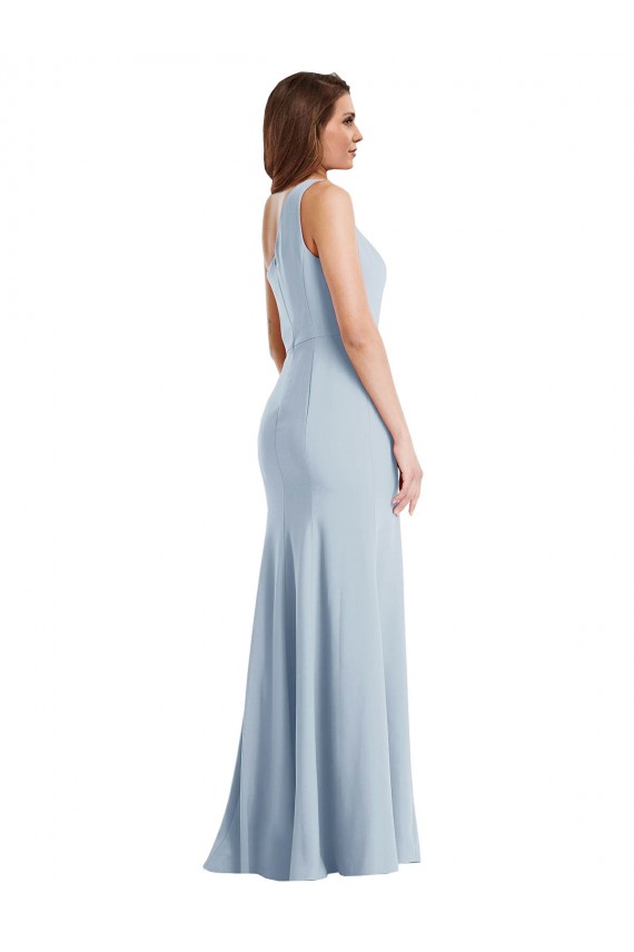 Bleu ciel clair Trompette Crêpe Stretch Longue Formelles Robes demoiselle d'honneur / Robes de soirée / Robes de bal Pas Cher