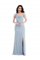 Bleu ciel clair Trompette Crêpe Stretch Longue Robes demoiselle d'honneur / Robes de bal Pas Cher