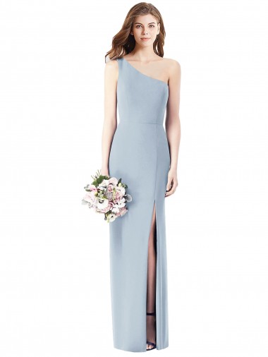 Bleu ciel clair Trompette Crêpe Stretch Longue Robes demoiselle d'honneur / Robes de bal Pas Cher