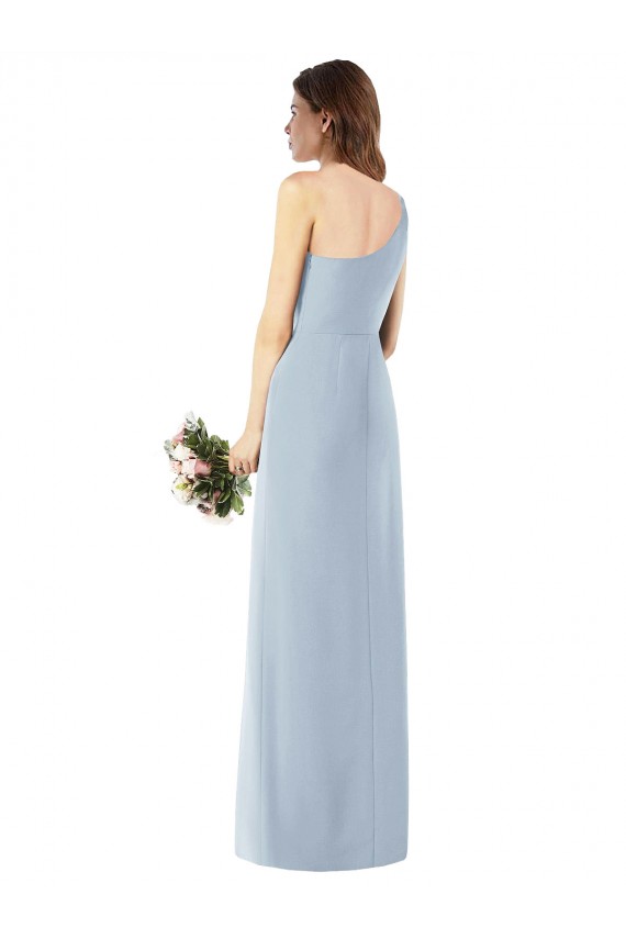 Bleu ciel clair Trompette Crêpe Stretch Longue Robes demoiselle d'honneur / Robes de bal Pas Cher
