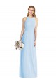 Bleu ciel clair Trompette Licou Mousseline Longue Robes demoiselle d'honneur Pas Cher