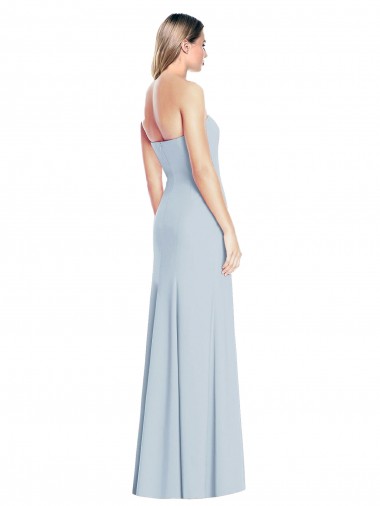 Bleu ciel clair Trompette Sans bretelle Crêpe Stretch Longue Robes demoiselle d'honneur / Robes de bal