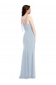 Bleu ciel clair Trompette Sans bretelle Crêpe Stretch Longue Robes demoiselle d'honneur / Robes de bal Pas Cher
