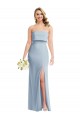 Bleu ciel clair Trompette Sans bretelle Crêpe Stretch Longue Robes demoiselle d'honneur / Robes de bal Pas Cher