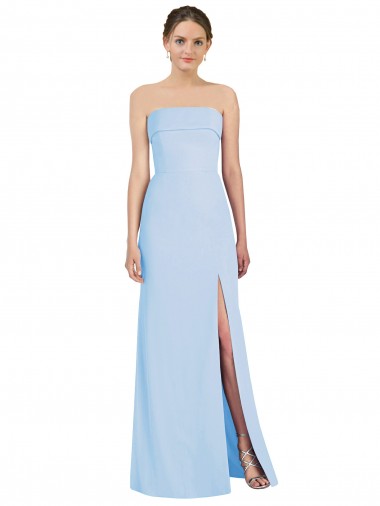 Bleu ciel clair Trompette Sans bretelle Mousseline Longue Formelles Robes demoiselle d'honneur / Robes de soirée Pas Cher