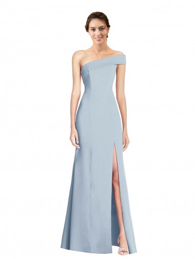 Bleu ciel clair Trompette Épaule Dénudée Crêpe Stretch Longue Formelles Robes demoiselle d'honneur / Robes de soirée / Robes de bal Pas Cher