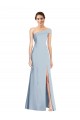 Bleu ciel clair Trompette Épaule Dénudée Crêpe Stretch Longue Formelles Robes demoiselle d'honneur / Robes de soirée / Robes de bal Pas Cher