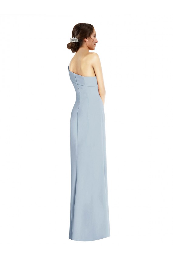 Bleu ciel clair Trompette Épaule Dénudée Crêpe Stretch Longue Formelles Robes demoiselle d'honneur / Robes de soirée / Robes de bal Pas Cher