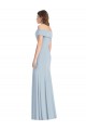 Bleu ciel clair Trompette Épaule Dénudée Crêpe Stretch Longue Robes demoiselle d'honneur / Robes de bal Pas Cher
