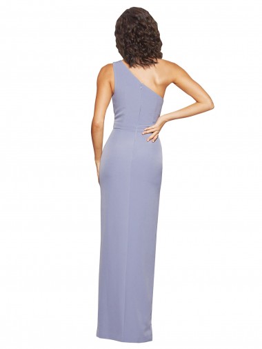 Bleu fumée Fourreau Crêpe Stretch Longue Formelles Robes demoiselle d'honneur / Robes de soirée / Robes de bal