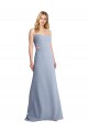 Bleu fumée Trapèze Bretelles spaghetti Scoop Crêpe Stretch Longue Robes demoiselle d'honneur / Robes de bal Pas Cher