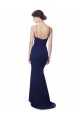 Bleu marine Sirène Bretelles spaghetti Col V Crêpe Stretch Longue Formelles Robes demoiselle d'honneur / Robes de soirée / Robes de bal Pas Cher
