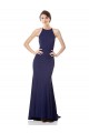 Bleu marine Sirène Licou Col Haut Crêpe Stretch Longue Formelles Robes demoiselle d'honneur / Robes de soirée / Robes de bal Pas Cher