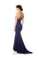 Bleu marine Sirène Licou Col Haut Crêpe Stretch Longue Formelles Robes demoiselle d'honneur / Robes de soirée / Robes de bal Pas Cher