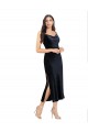 Bleu marine foncé Colonne midi Velours Stretch Courte Robes demoiselle d'honneur / Robes de soirée / Robes de cocktail Pas Cher
