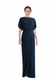 Bleu marine foncé Fourreau Bateau Spandex Longue Robes demoiselle d'honneur / Robes de bal Pas Cher