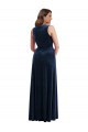 Bleu marine foncé Fourreau Col V Velours Stretch Longue Formelles Robes demoiselle d'honneur / Robes de soirée / Robes de bal Pas Cher