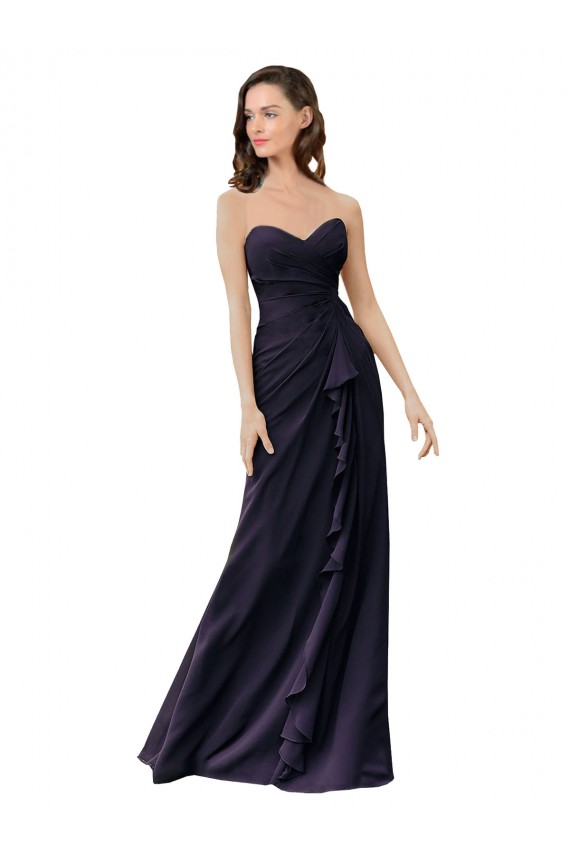 Bleu marine foncé Fourreau Mousseline Longue Robes demoiselle d'honneur Pas Cher