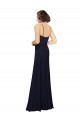 Bleu marine foncé Fourreau Scoop Mousseline Longue Robes demoiselle d'honneur Pas Cher