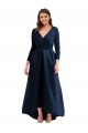 Bleu marine foncé Princesse Col V Spandex Longue Asymétrique Formelles Robes demoiselle d'honneur / Robes de soirée / Robes de bal Pas Cher