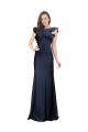 Bleu marine foncé Sirène Bateau Crêpe Stretch Longue Robes demoiselle d'honneur / Robes de bal Pas Cher