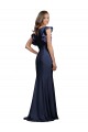 Bleu marine foncé Sirène Bateau Crêpe Stretch Longue Robes demoiselle d'honneur / Robes de bal Pas Cher